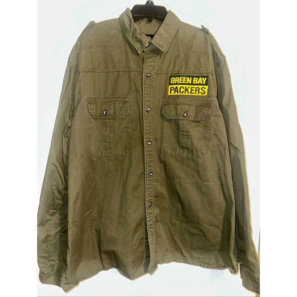 Green Bay Packers Military Field Shirt Mens X-Large NFL Apparel Button Up Utilit